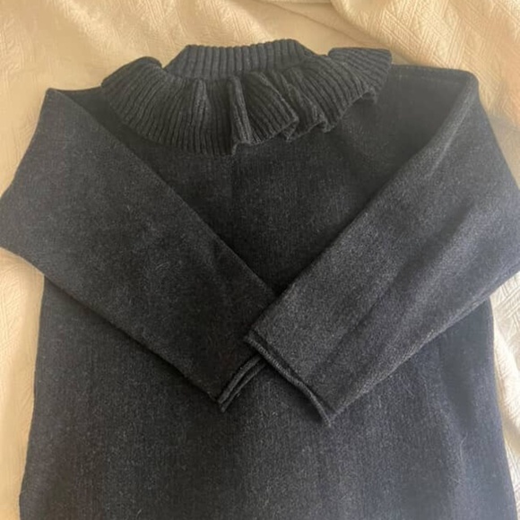 CAWLEY STUDIO Lambswool Ruffle Jumper in Navy, Small, New Condition - Picture 10 of 12